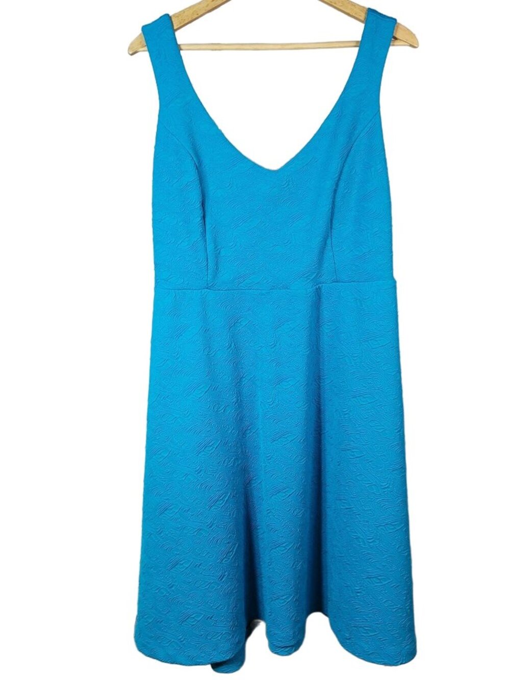 Torrid Womens Sleeveless Tank Skater Dress Blue 1X Textured Scoop Neck Lined